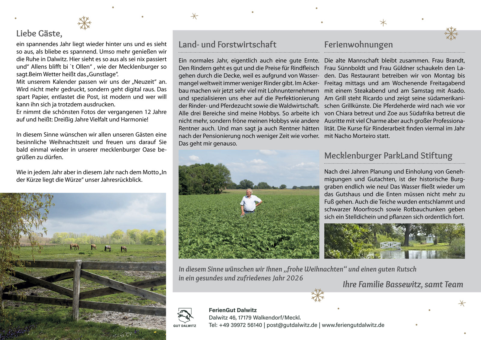 Kalender 2026 Gut Dalwitz - Dreißig Jahre Vielfolt und Harmonie!